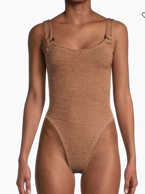 Hunza G Chocolate Brown Smocked One-Piece Swimsuit